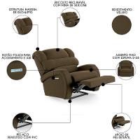 Poltrona Do Papai Reclinável Kalie Elétrica Botão Led Fh9 Veludo Capuccino - Mpozenato - 9