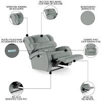 Poltrona Do Papai Reclinável Kalie Elétrica Botão Led Fh9 Pu Cinza - Mpozenato - 7