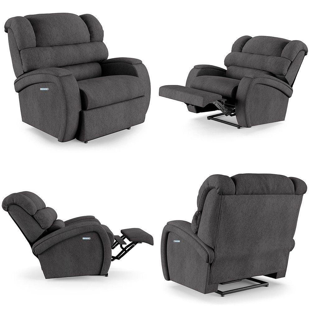 Poltrona Do Papai Reclinável Kalie Elétrica Botão Led Massagem Fh9 Linho Grafite - Mpozenato - 6