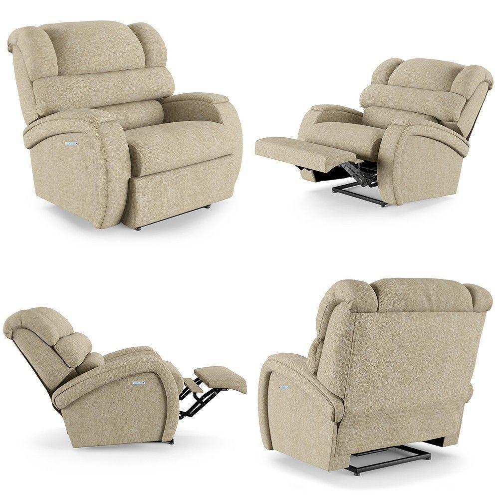 Poltrona Do Papai Reclinável Kalie Elétrica Botão Led Fh9 Linho Bege - Mpozenato - 6