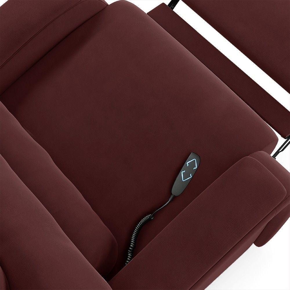 Poltrona Do Papai Reclinável Kalie Elevação Lift Elétrico Fh9 Veludo Vinho - Mpozenato - 9