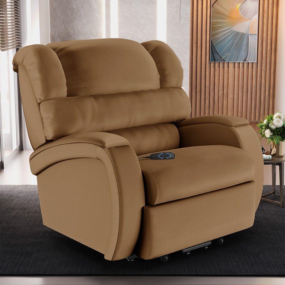 Poltrona Do Papai Reclinável Kalie Elevação Lift Elétrico Fh9 Pu Caramelo - Mpozenato - 8