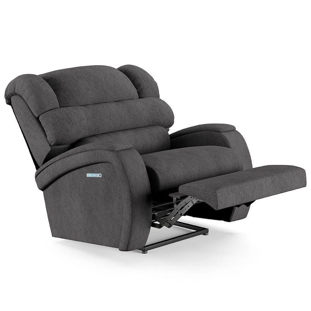 Poltrona Do Papai Reclinável Kalie Elétrica Botão Led Fh9 Linho Grafite - Mpozenato - 2