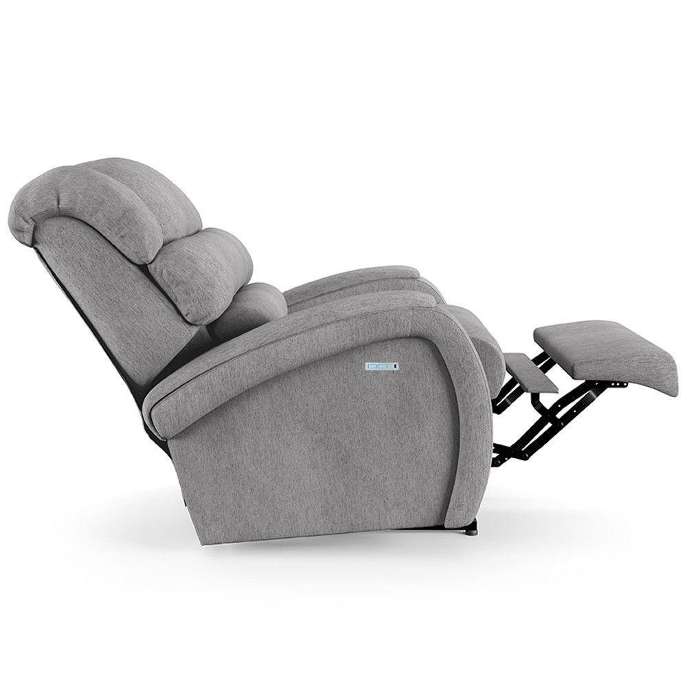Poltrona Do Papai Reclinável Kalie Elétrica Botão Led Massagem Fh9 Linho Cinza - Mpozenato - 6