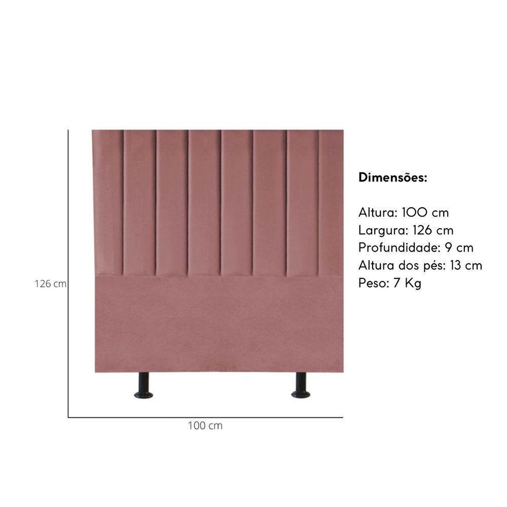 Cabeceira Estofada Cama Solteiro Box 100 Cm Maya Veludo E Frame rosé - 4