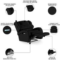 Poltrona Do Papai Reclinável Kalie Elétrica Botão Led Fh9 Pu Preto - Mpozenato - 7