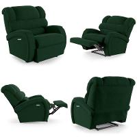 Poltrona Do Papai Reclinável Kalie Elétrica Botão Led Fh9 Veludo Verde - Mpozenato - 9
