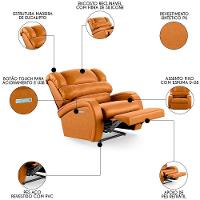 Poltrona Do Papai Reclinável Kalie Elétrica Botão Led Fh9 Pu Whisky - Mpozenato - 8