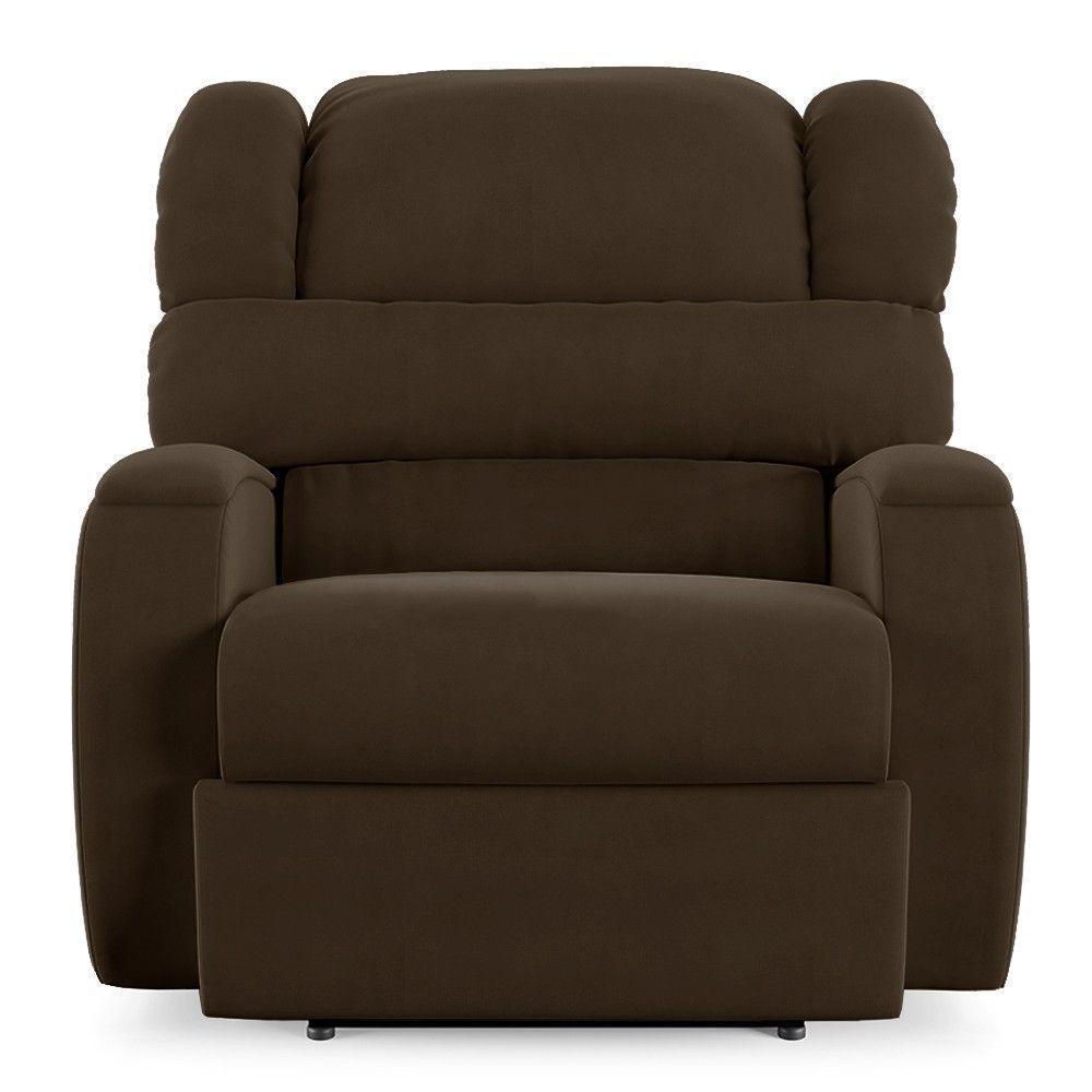 Poltrona Do Papai Reclinável Kalie Elétrica Botão Led Fh9 Veludo Marrom - Mpozenato - 1