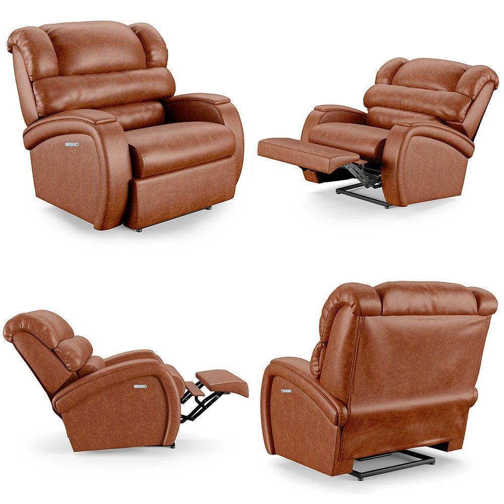 Poltrona Do Papai Reclinável Kalie Elétrica Botão Led Massagem Fh9 Pu Caramelo Brilho - Mpozenato - 5