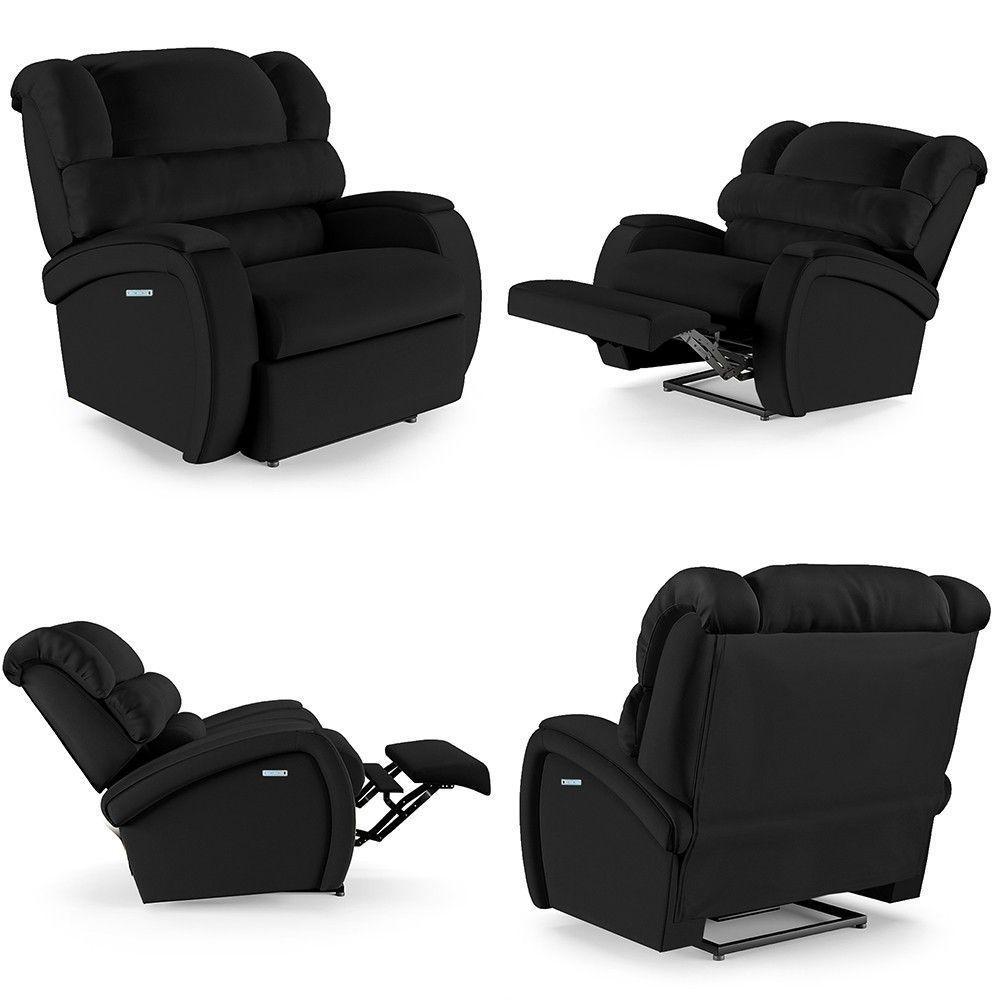 Poltrona Do Papai Reclinável Kalie Elétrica Botão Led Massagem Fh9 Pu Preto - Mpozenato - 5