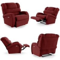 Poltrona Do Papai Reclinável Kalie Elétrica Botão Led Massagem Fh9 Veludo Vermelho - Mpozenato - 5