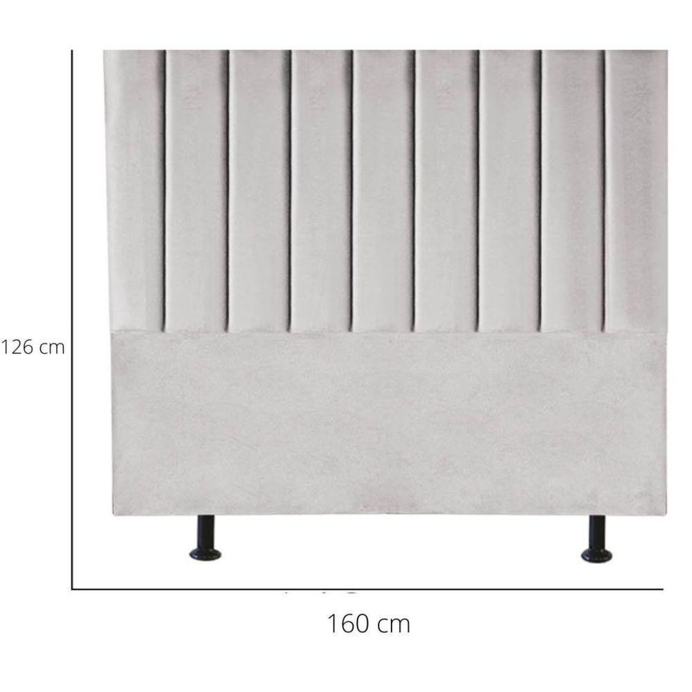 Cabeceira Estofada Cama Casal Queen Size 160 Cm Maya Veludo E Frame cinza Claro - 4
