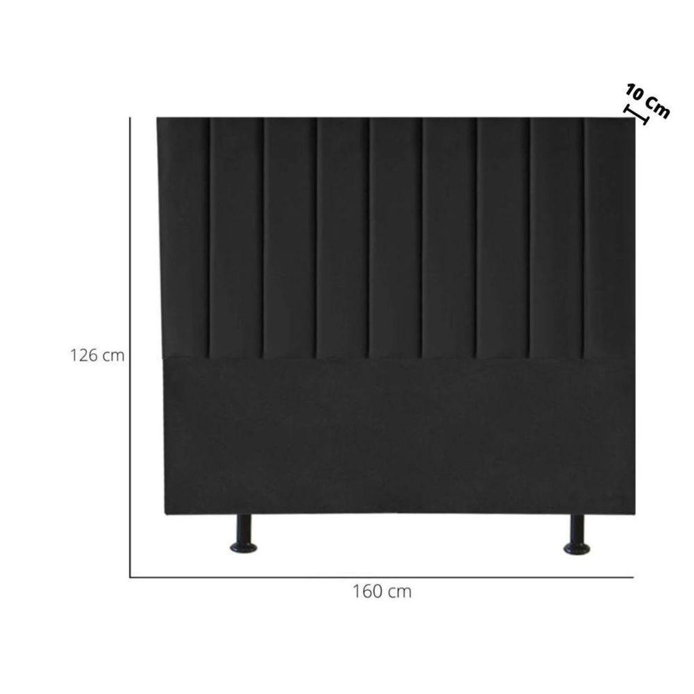Cabeceira Estofada Cama Casal Queen Size 160 Cm Sara Suede E Frame preto - 4