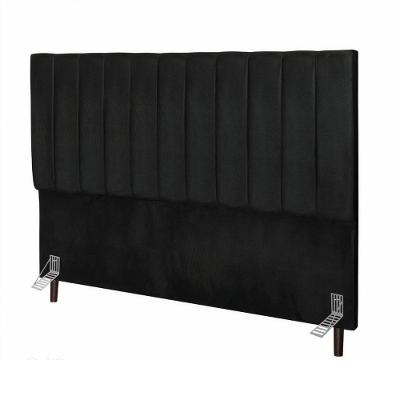 Cabeceira Estofada Cama Casal Queen Size 160 Cm Sara Suede E Frame preto