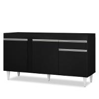 Balcão Gabinete Para Pia 150cm Sem Tampo 3 Portas 1 Gaveta Dakota Preto - Lumil - 1