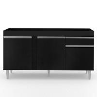 Balcão Gabinete Para Pia 150cm Sem Tampo 3 Portas 1 Gaveta Dakota Preto - Lumil - 3
