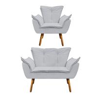 Kit Namoradeira e Poltrona Opala Corino Pés Palito - D´rossi - 2