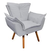 Kit Poltrona Opala com Puff Pés Palito Castanho D´rossi - 2