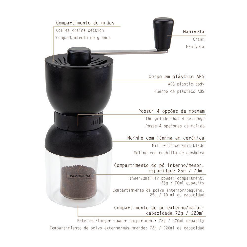 Moedor De Café Tramontina Em Plástico Abs Com Moinho Em Cerâmica - 6