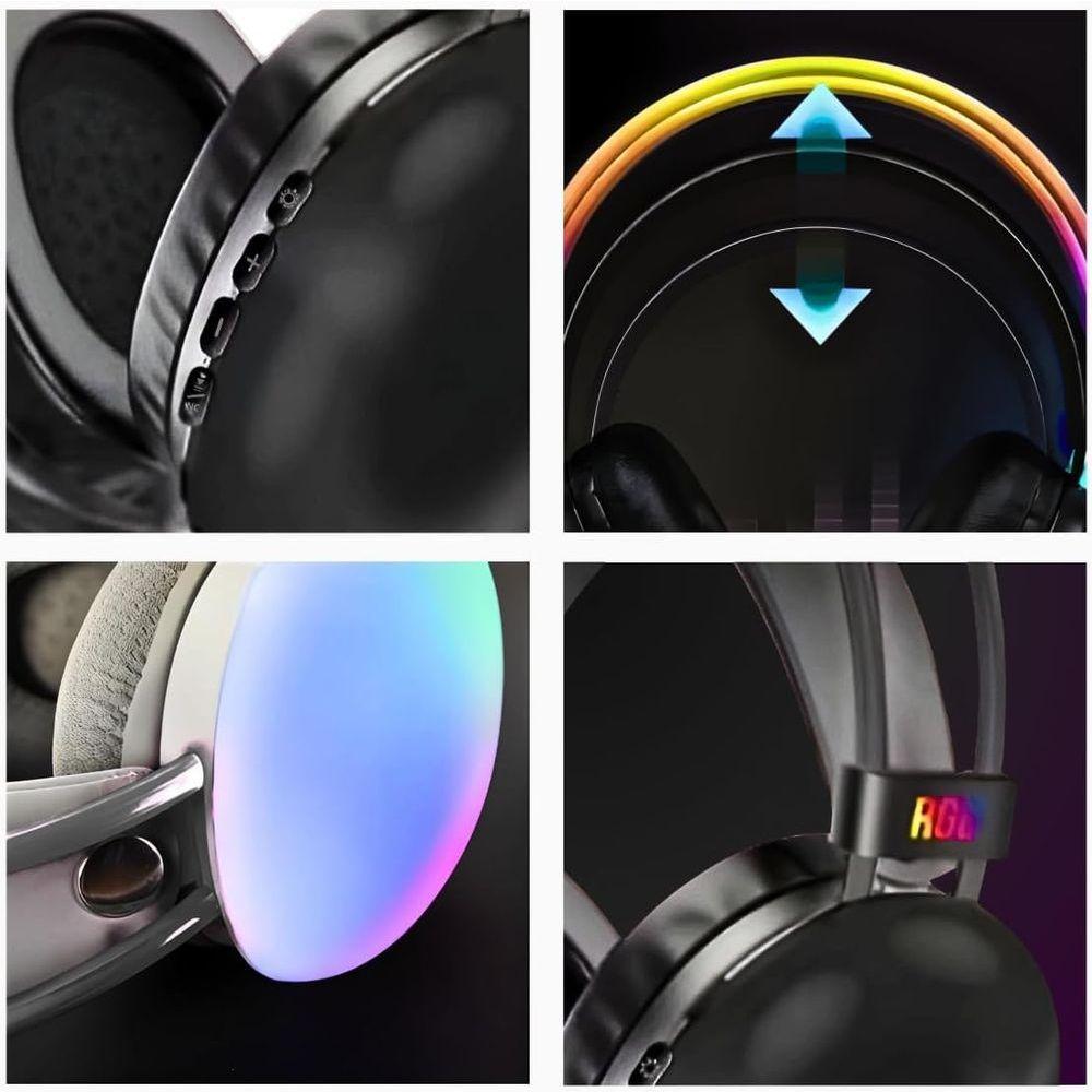 Fone De Ouvido Sem Fio Bluetooth V5.3 Com Led Rgb Headset Bluetooth Disco Pulse - 8