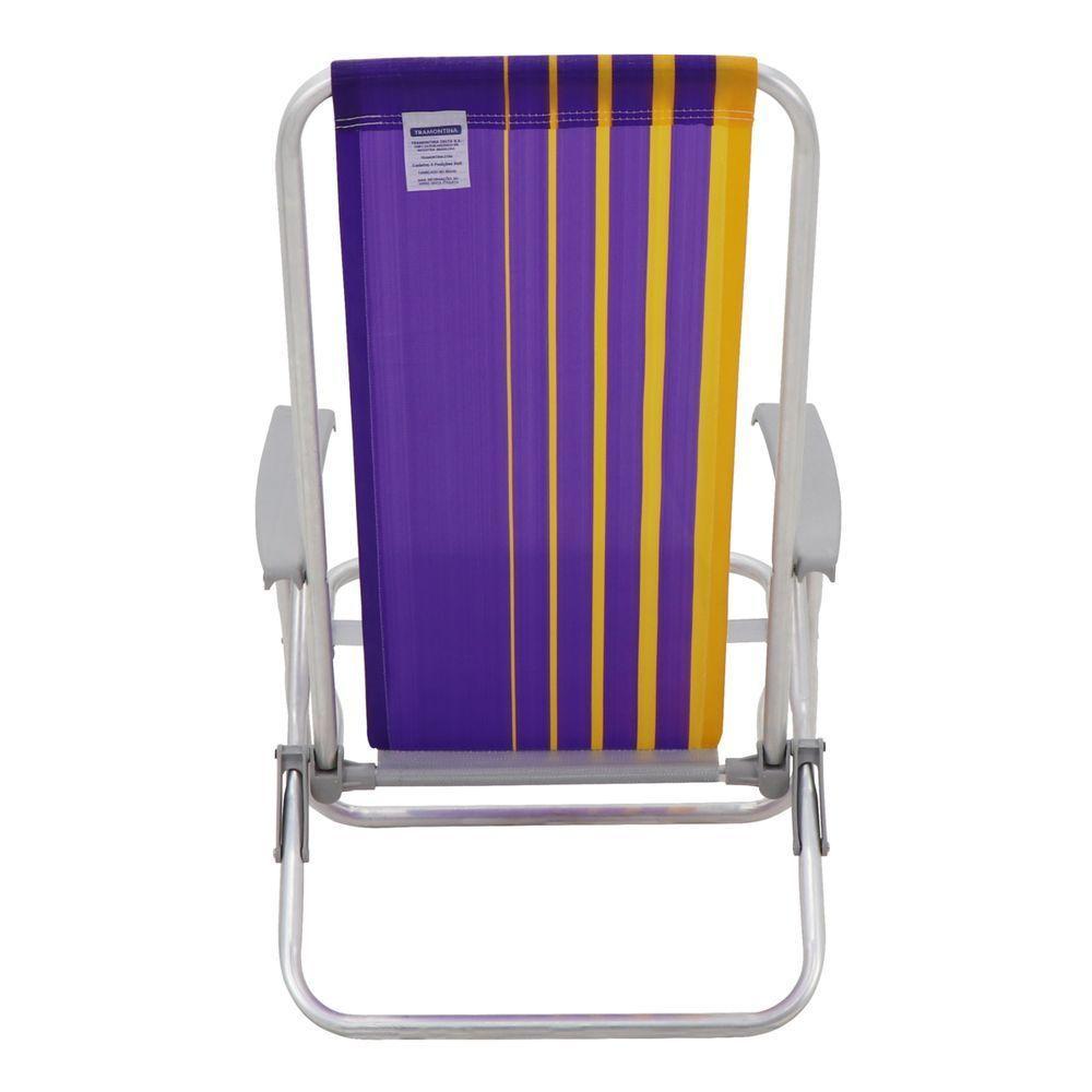 Cadeira De Praia Reclinável Tramontina Bali Baixa Em Alumínio Com Assento Roxo E Amarelo - 8