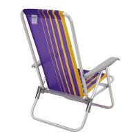 Cadeira De Praia Reclinável Tramontina Bali Baixa Em Alumínio Com Assento Roxo E Amarelo - 10