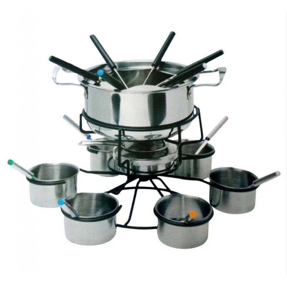 Conjunto Rechaud Fondue Completo 16cm Mimo 22 Peças Inox - 1