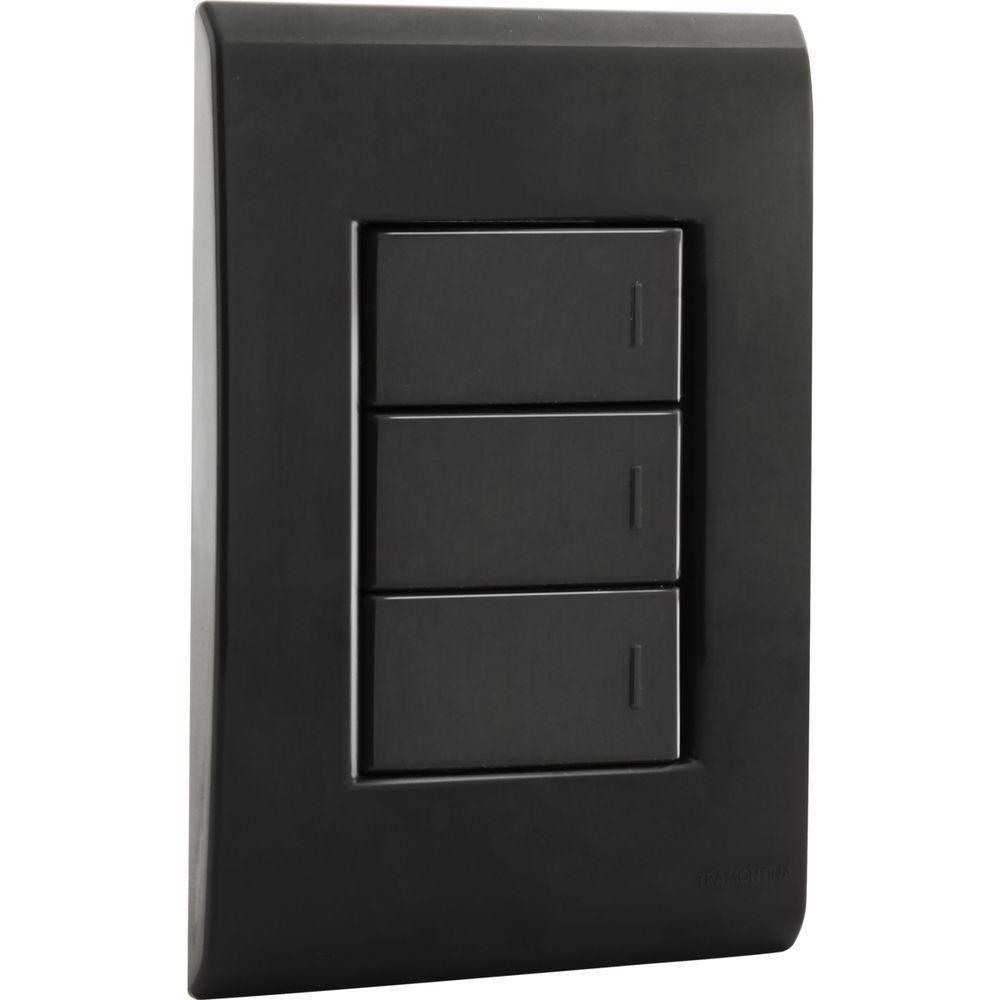 Conjunto 4x2 Com 3 Interruptores Simples 10 A 250 V Tramontina Liz Grafite - 1
