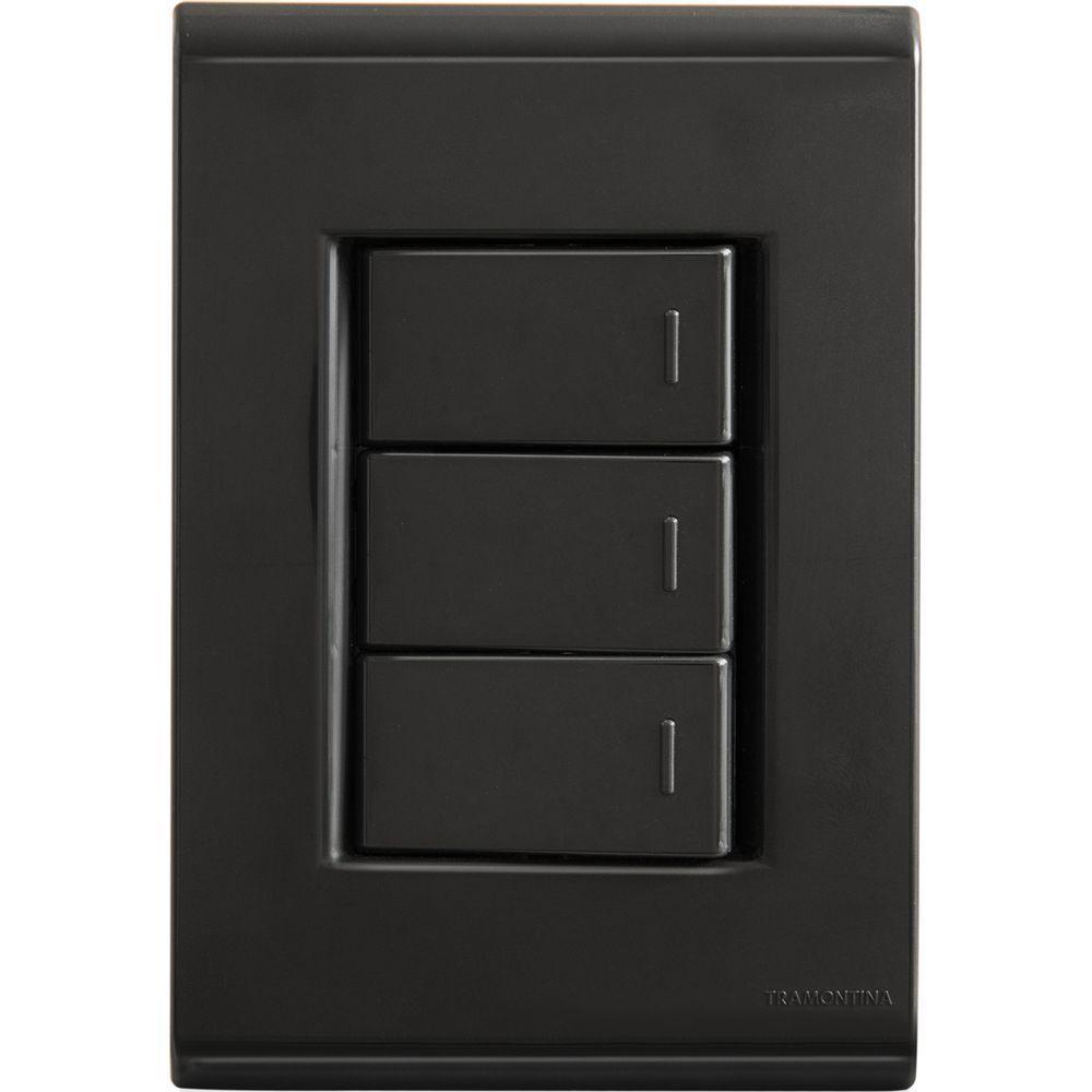 Conjunto 4x2 Com 3 Interruptores Simples 10 A 250 V Tramontina Liz Grafite - 4