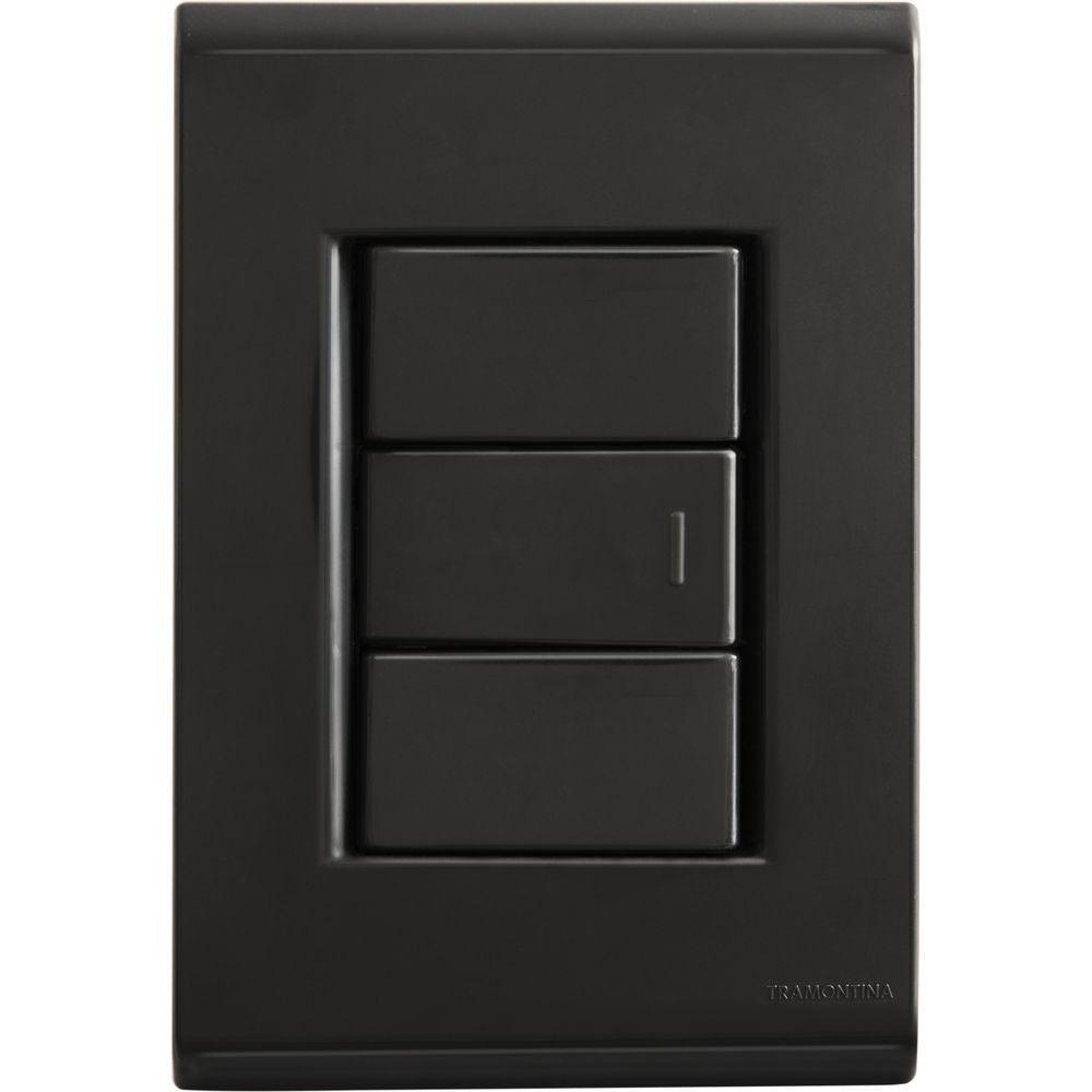 Conjunto 4x2 Com 1 Interruptor Simples 10 A 250 V Tramontina Liz Grafite - 1
