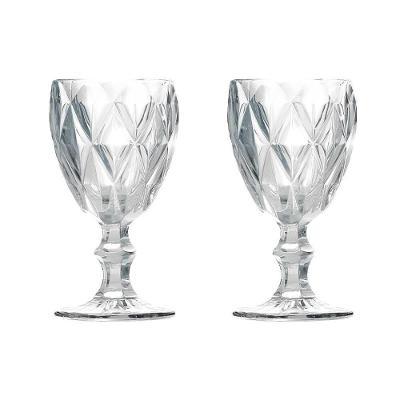 Kit 2 Taças De Vidro Para água Diamante Transparente Emcasatem 340ml