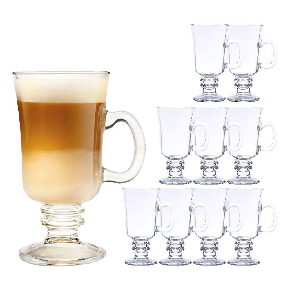 Jogo 10 Taças De Cappuccino Café Caneca Dolce Gusto Nespresso Vidro Transparente 250ml Lyor - 1