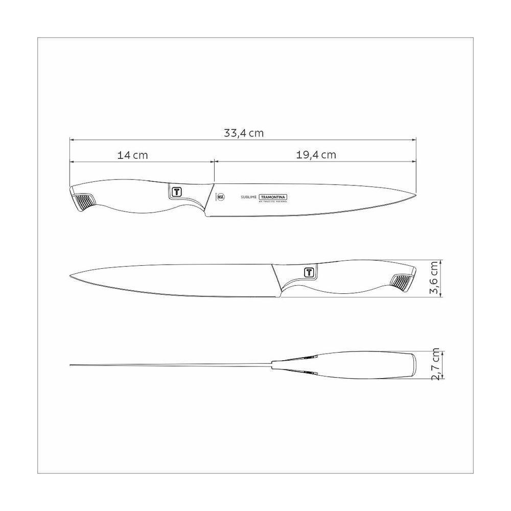Faca Utility Tramontina Sublime Em Aço Inox 8 Polegada - 3