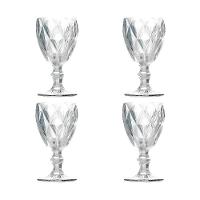 Kit 4 Taças De Vidro Para água Diamante Transparente Emcasatem 340ml - 1