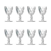 Kit 8 Taças De Vidro Para água Diamante Transparente Emcasatem 340ml - 1