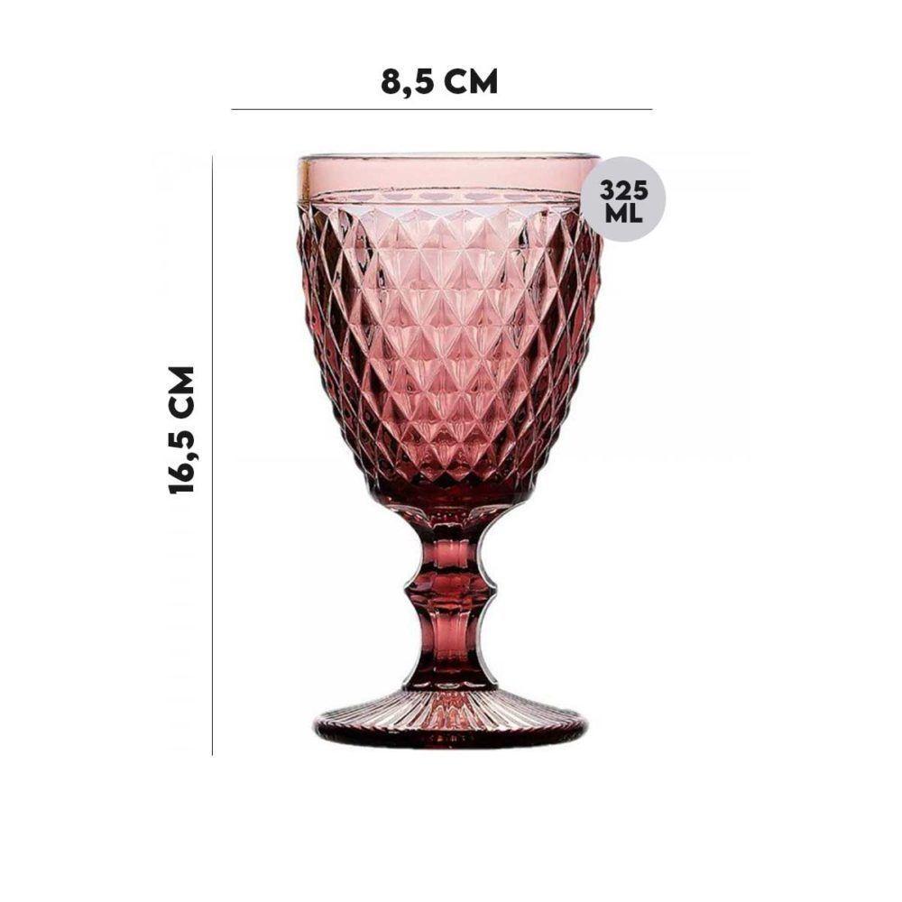 Jogo 4 Taças P-agua Vidro Bico De Abacaxi Lílas 325ml Lyor - 6