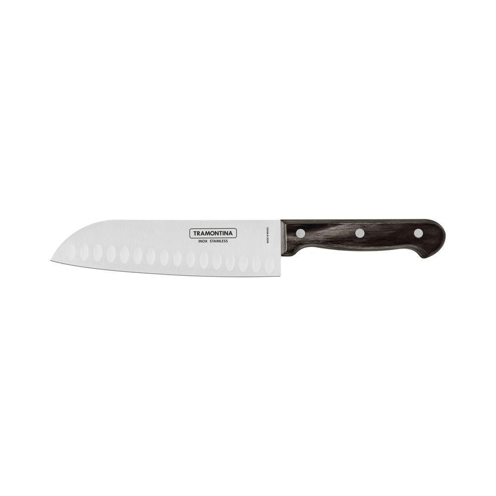 Faca Santoku Tramontina Com Lâmina Em Aço Inox Polywood Castanho 7 Polegada - 1
