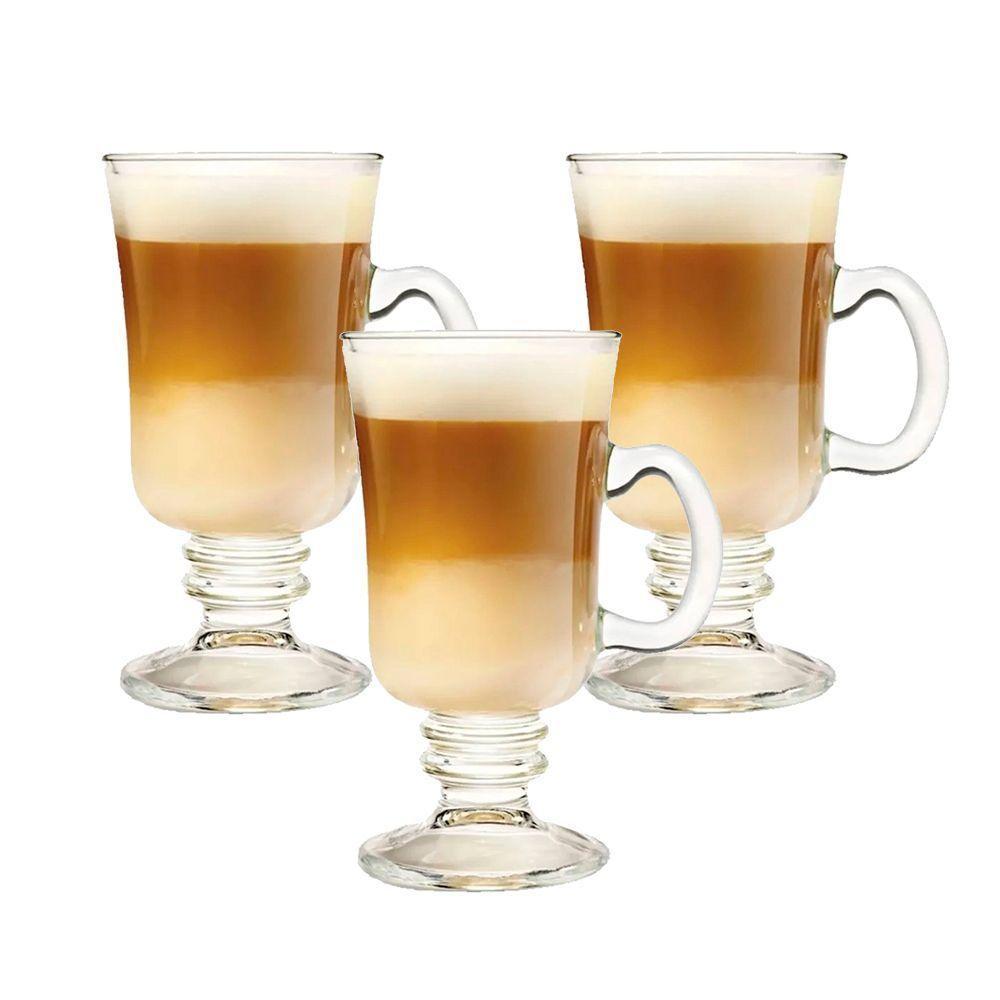 Jogo 3 Taças De Cappuccino Café Caneca Dolce Gusto Nespresso Vidro Transparente 250ml Lyor - 1