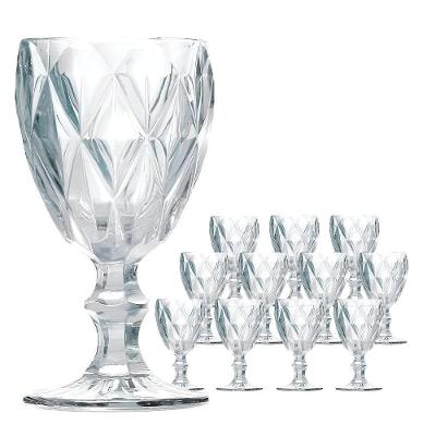 Jogo 12 Taças De Vidro Diamond Diamante Transparente 300ml água Class Home