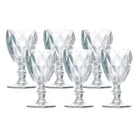 Jogo 6 Taças De Vidro Diamond Diamante Transparente 300ml água Class Home - 1