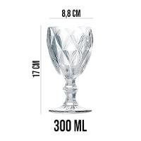 Jogo 4 Taças De Vidro Diamond Diamante Transparente 300ml água Class Home - 3