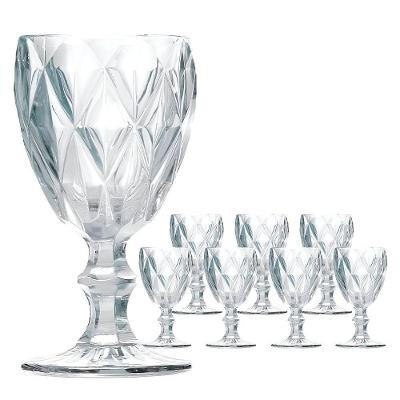 Jogo 8 Taças De Vidro Diamond Diamante Transparente 300ml água Class Home