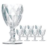 Jogo 8 Taças De Vidro Diamond Diamante Transparente 300ml água Class Home - 1