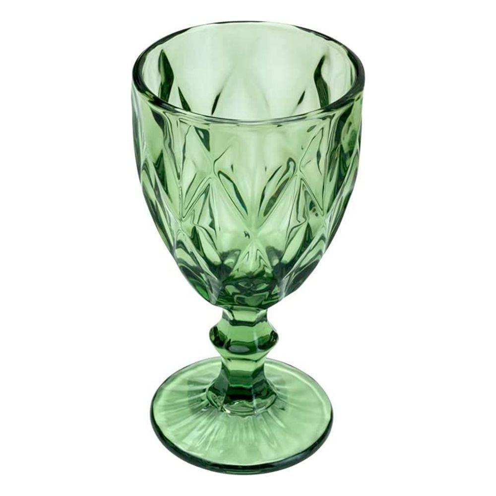 Jogo 8 Taças De Vidro Diamond Diamante Verde 300ml água Class Home - 4