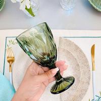 Jogo 4 Taças De Vidro Diamond Diamante Verde 300ml água Class Home - 3