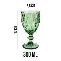 Jogo 4 Taças De Vidro Diamond Diamante Verde 300ml água Class Home - 6