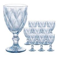 Jogo 10 Taças De Vidro Diamond Diamante Azul Metálico Para água 325ml Lyor - 1