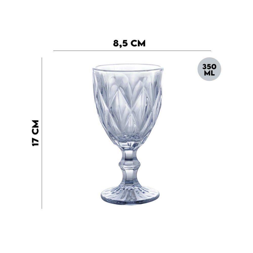 Jogo 2 Taças De Vidro Diamond Diamante Azul Metálico Para água 325ml Lyor - 8