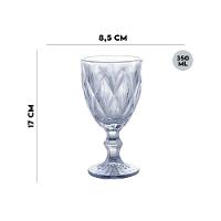 Jogo 2 Taças De Vidro Diamond Diamante Azul Metálico Para água 325ml Lyor - 8